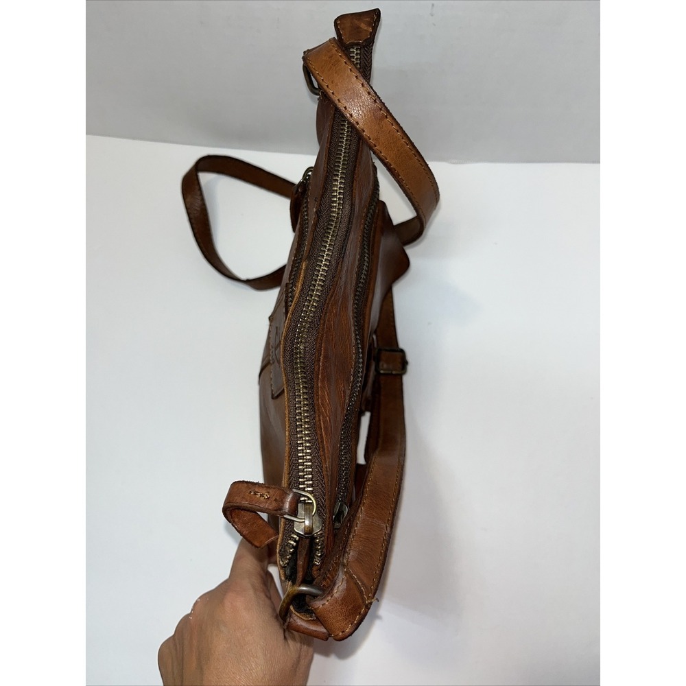 Harbour 2nd Genuine Leather Cognac Brown Zip Top Crossbody Flap Purse - Picture 5 of 16